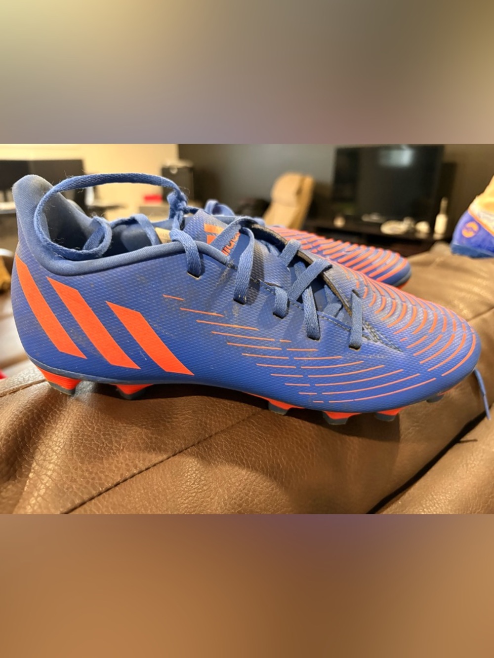 Women Blue Sport Cleats with Orange Accents